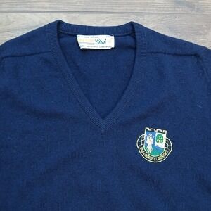 Vintage Lyle & Scott Club Sweater Mens 42 Medium Lambswool Old Course St Andrews